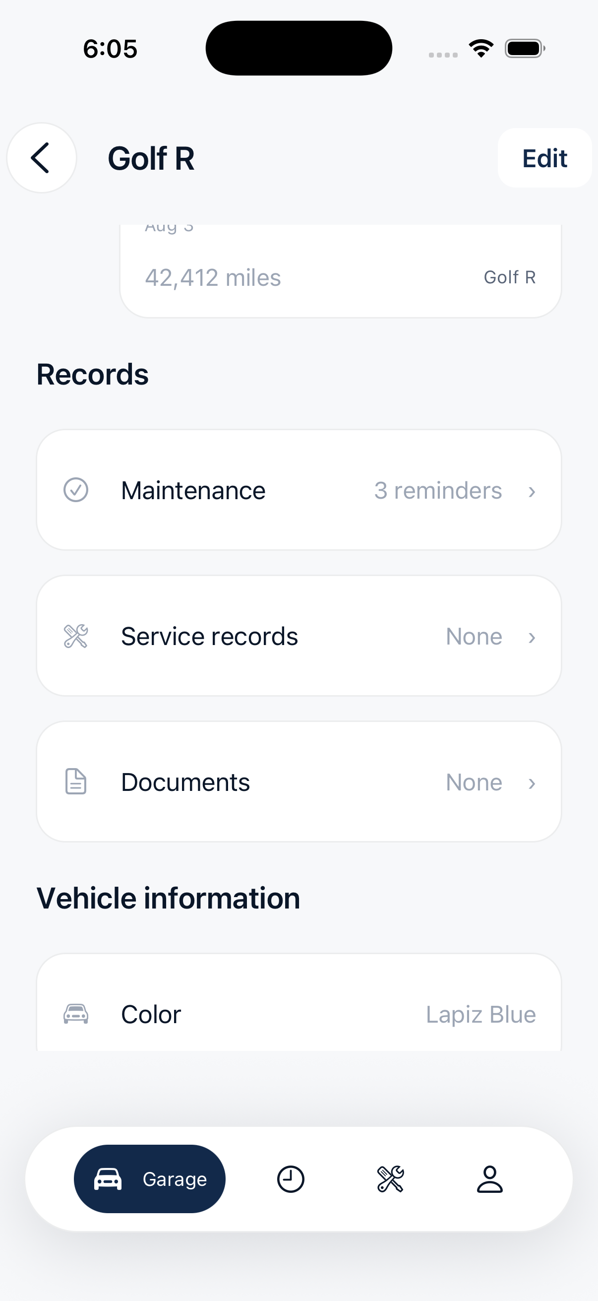 MyMotor Records & documents screenshot