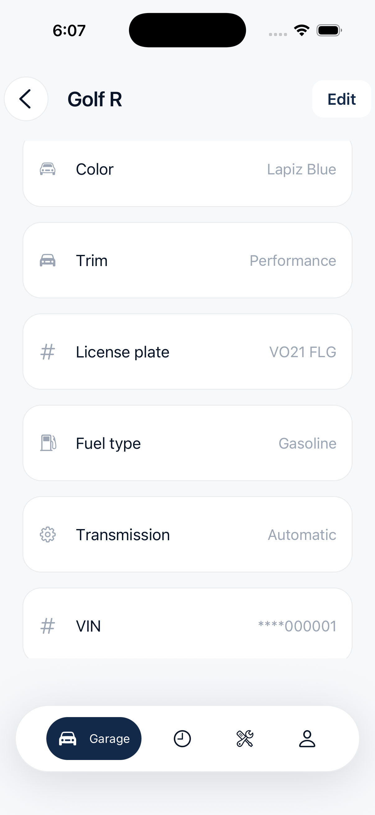 MyMotor VIN & ownership screenshot