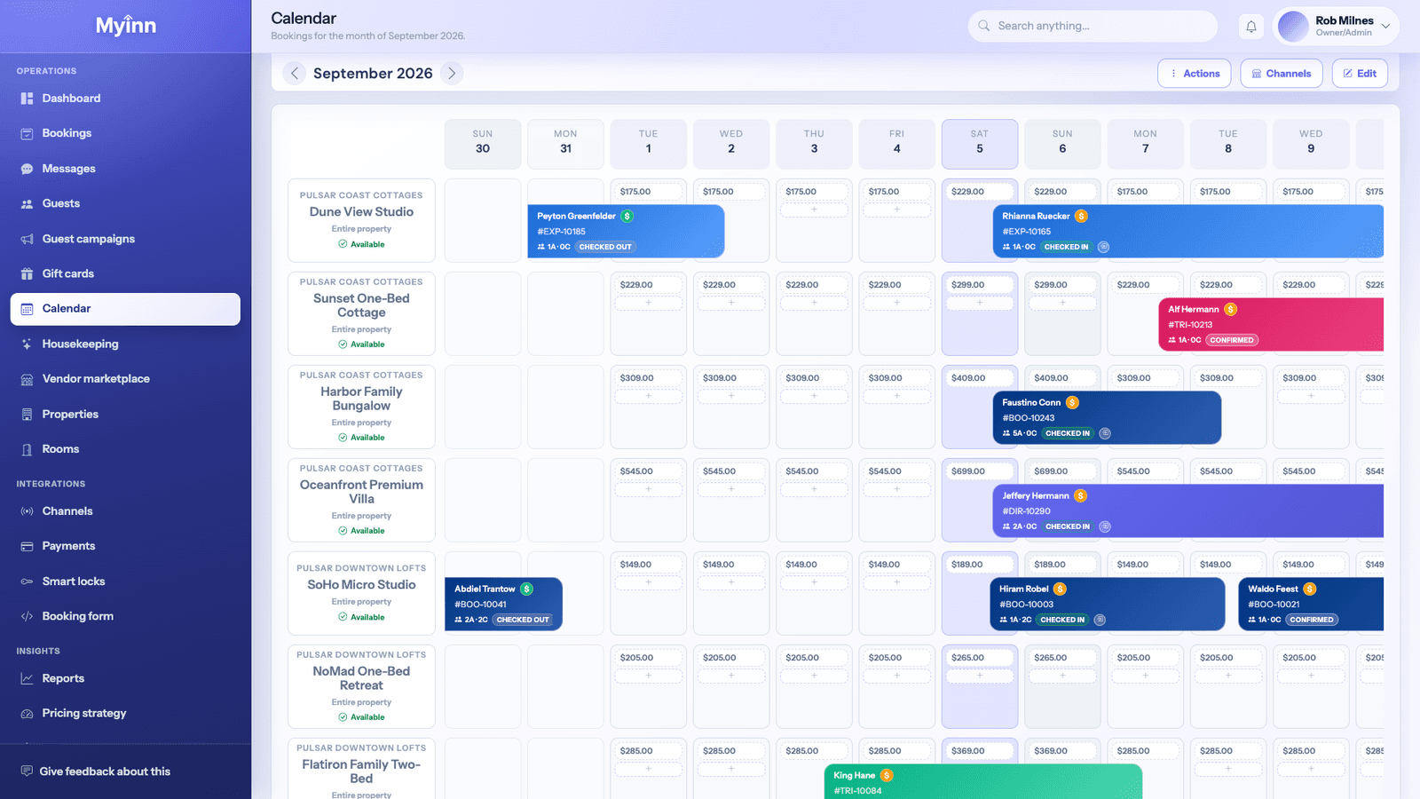MyInn Visual room calendar screenshot