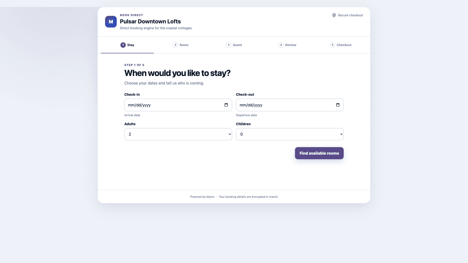 MyInn Guest booking experience screenshot
