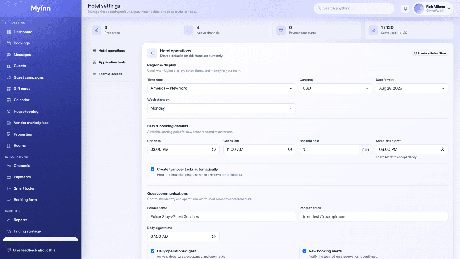 MyInn Hotel settings screenshot