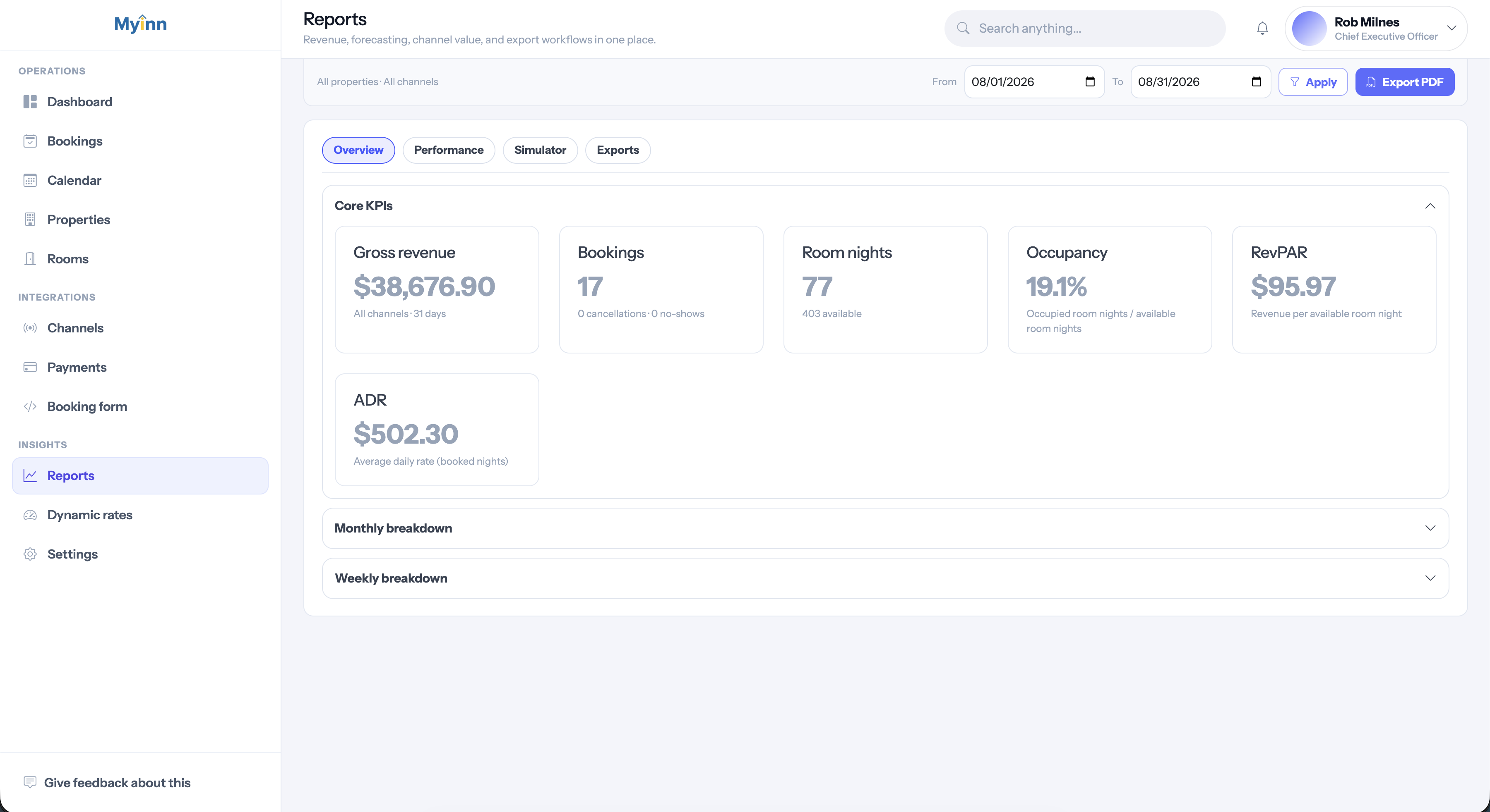 MyInn Reports screenshot