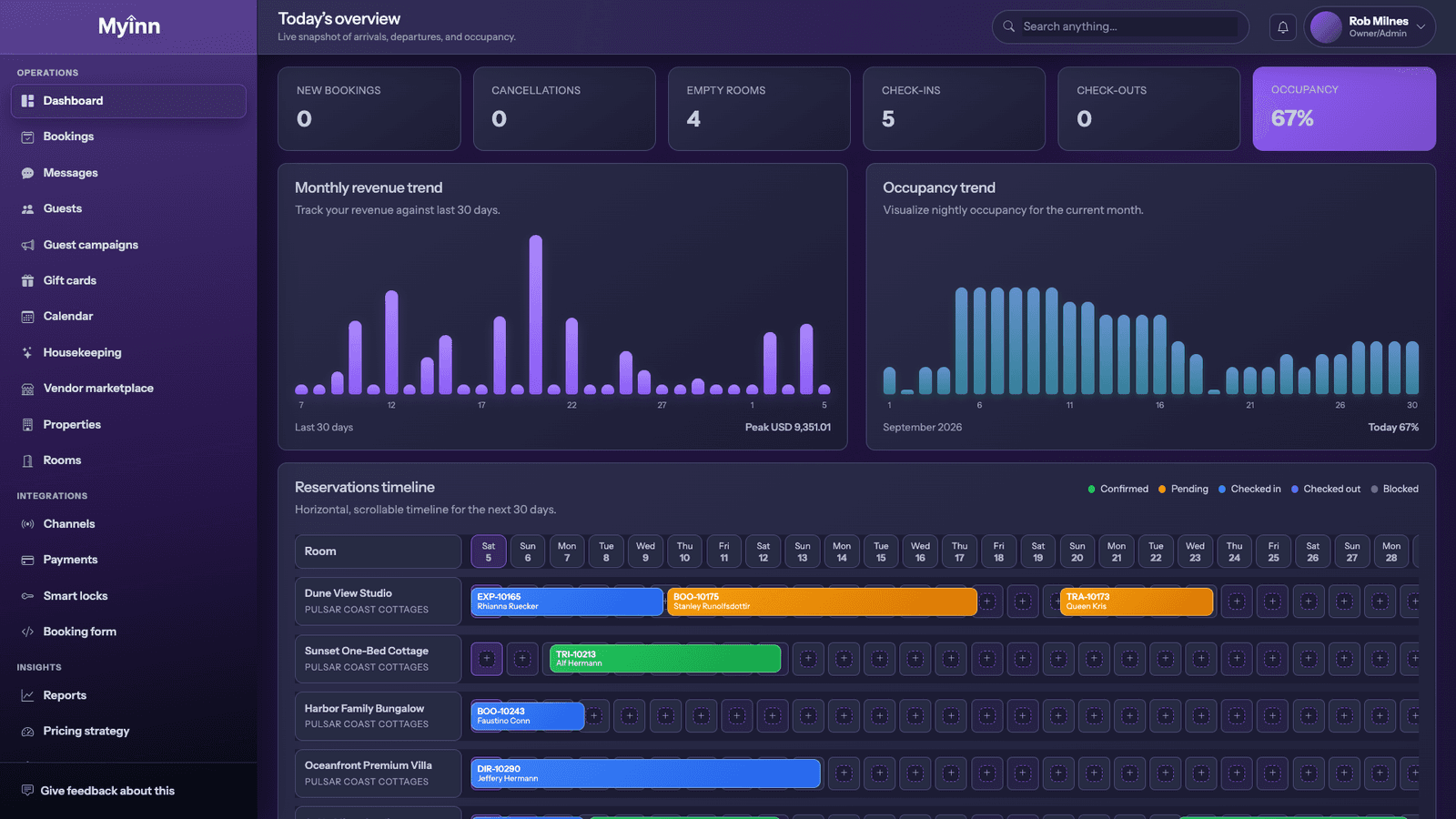 MyInn Lavender theme — dark screenshot