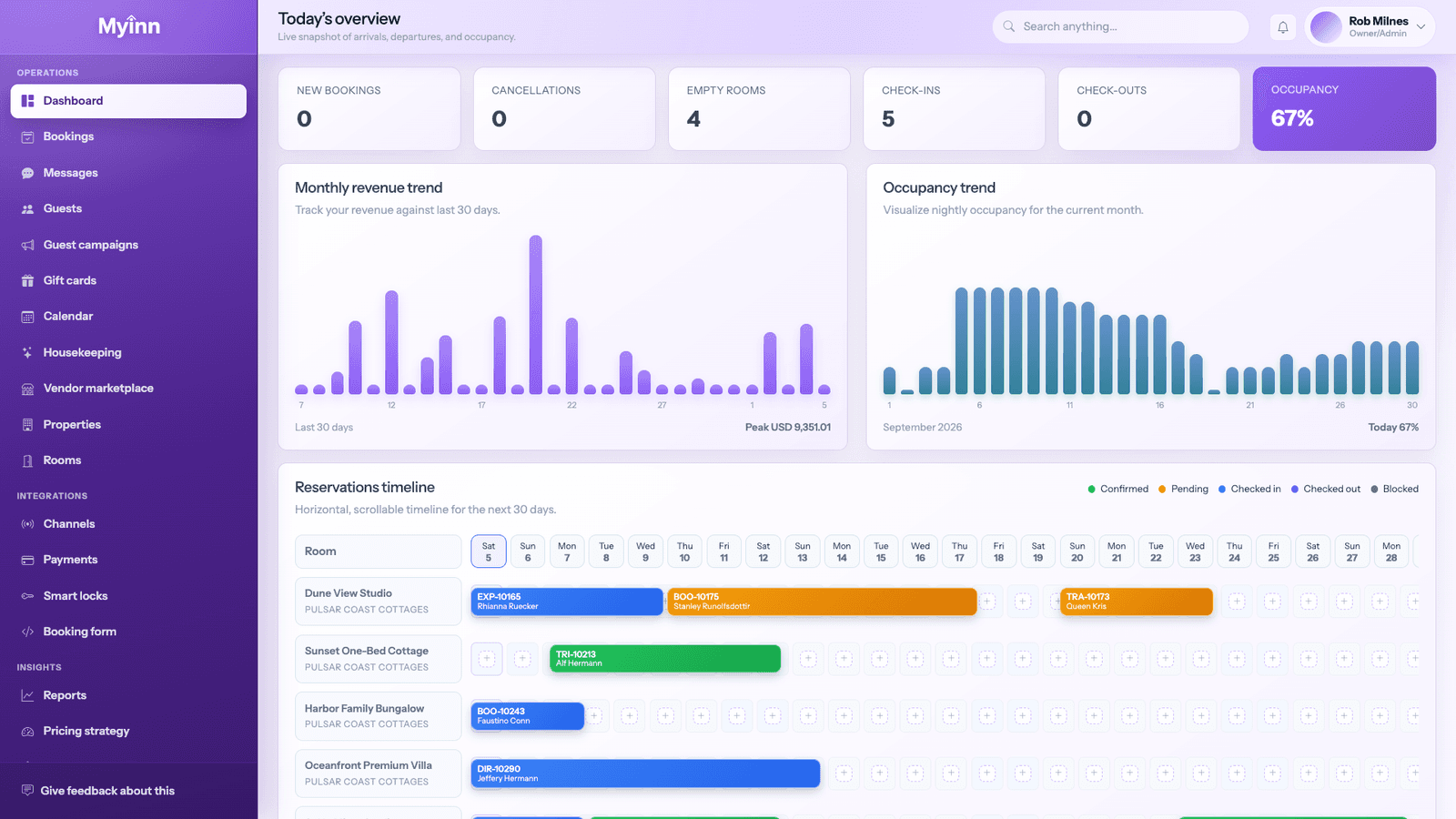 MyInn Lavender theme — light screenshot