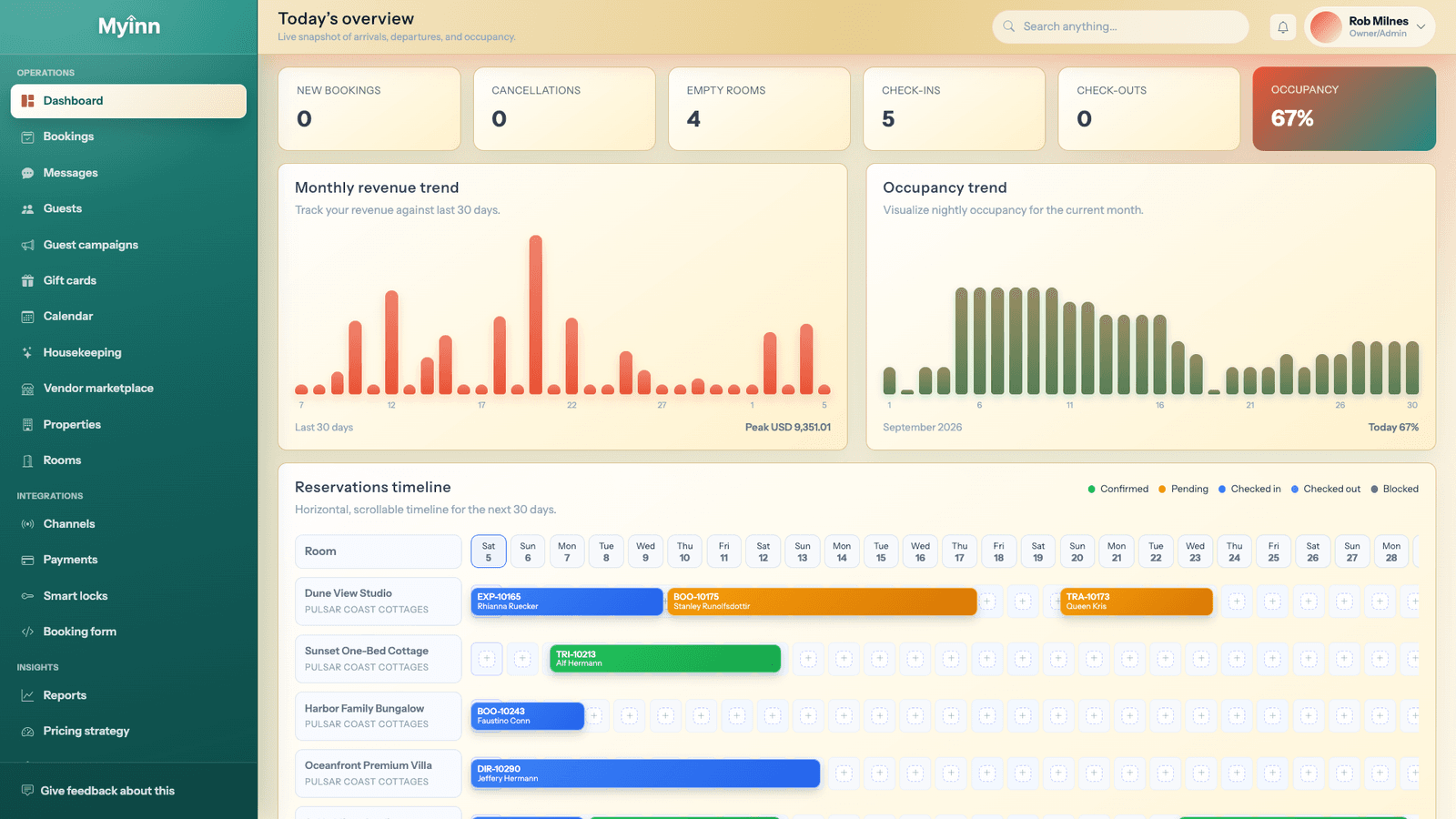 MyInn Retro theme — light screenshot